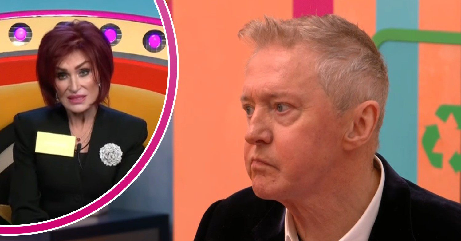 Sharon Osbourne sitting in the diary room chair / Louis Walsh looking concerned on Celebrity Big Brother
