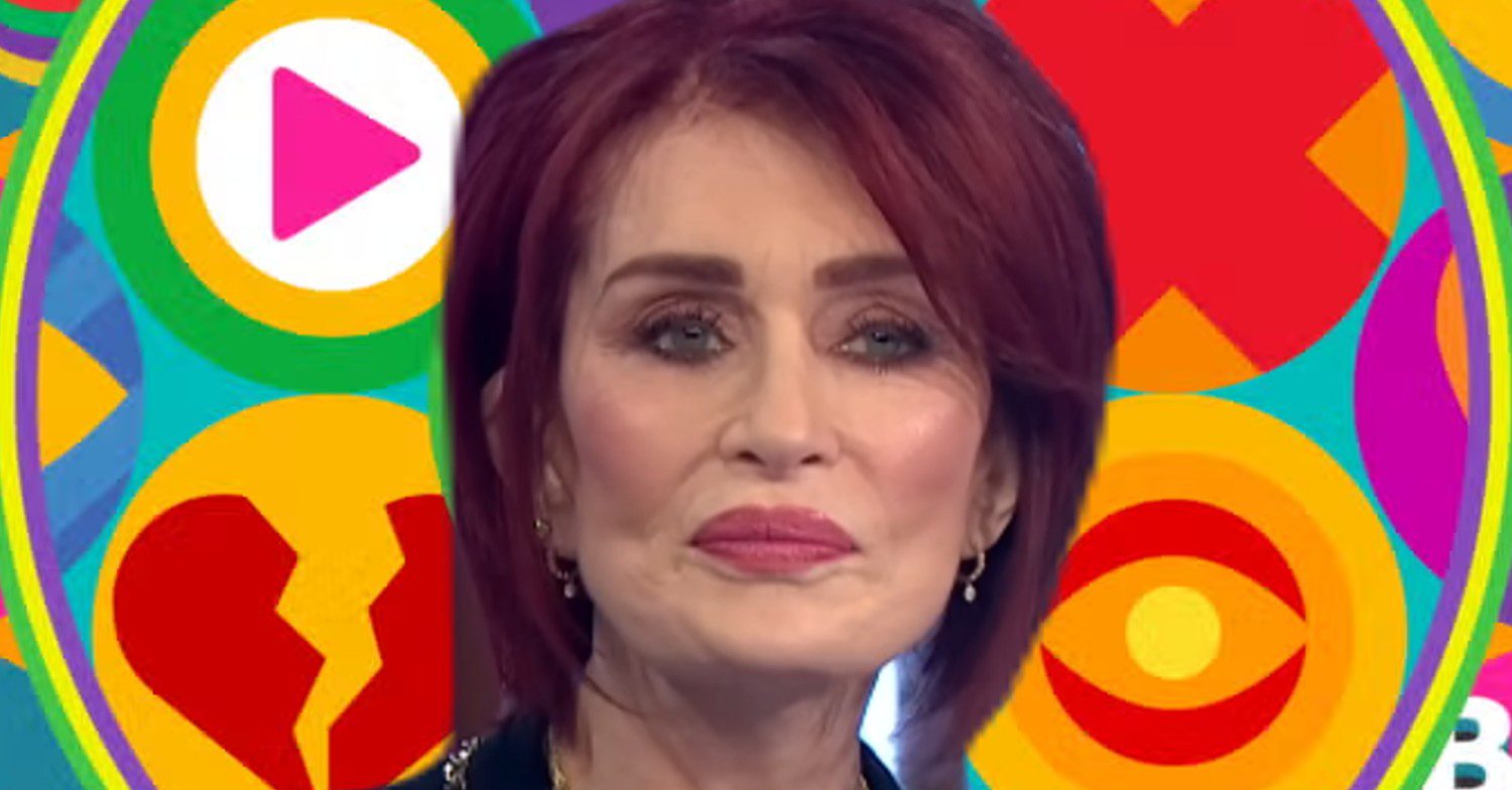 Sharon Osbourne on Loose Women in front of Celebrity Big Brother logo