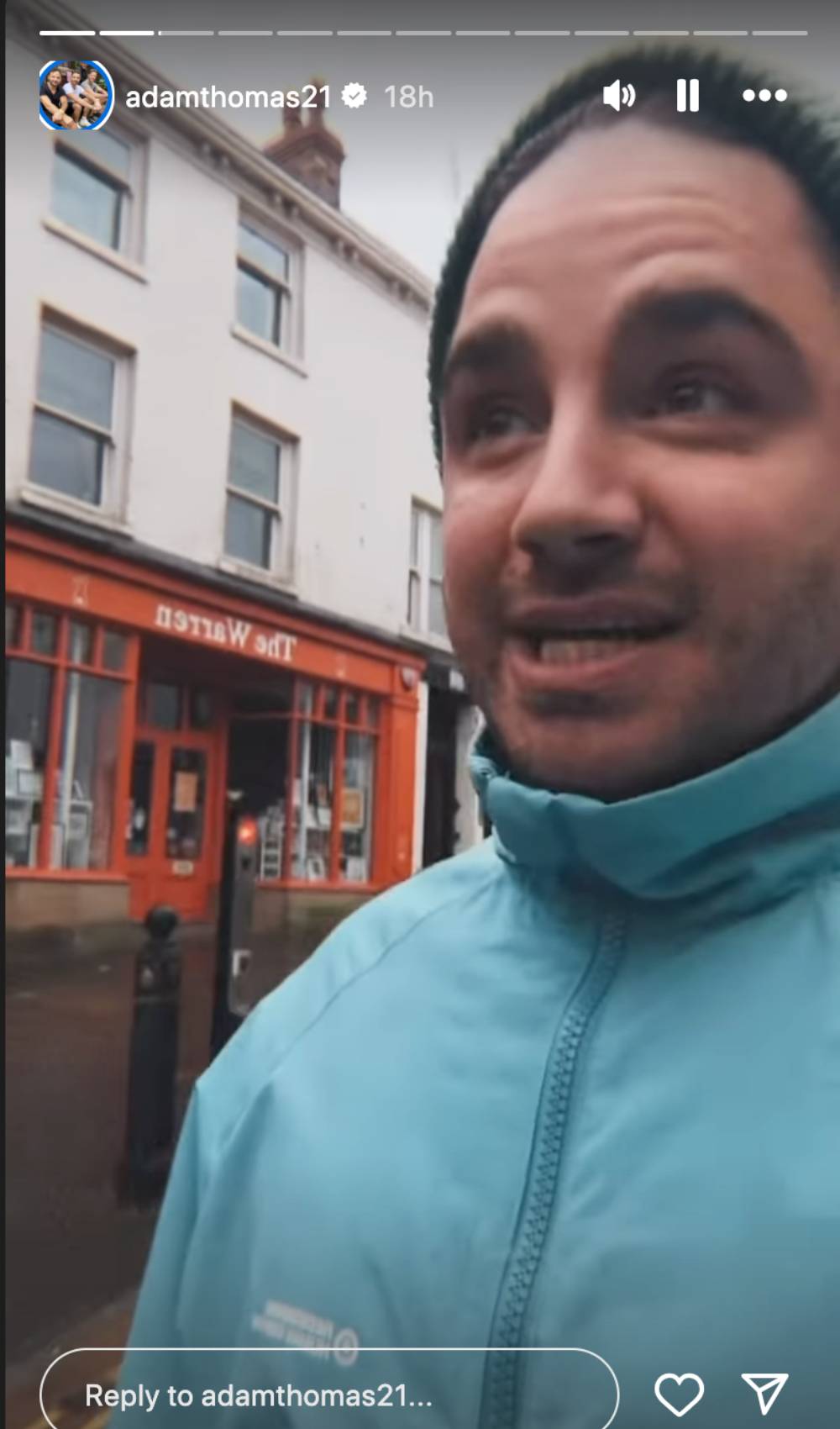 Adam Thomas addresses Instagram fans