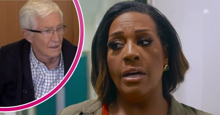 The late Paul O'Grady looks concerned, Alison Hammond looks to her side