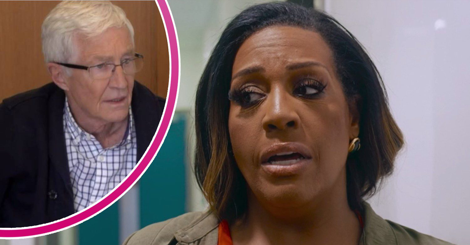 The late Paul O'Grady looks concerned, Alison Hammond looks to her side