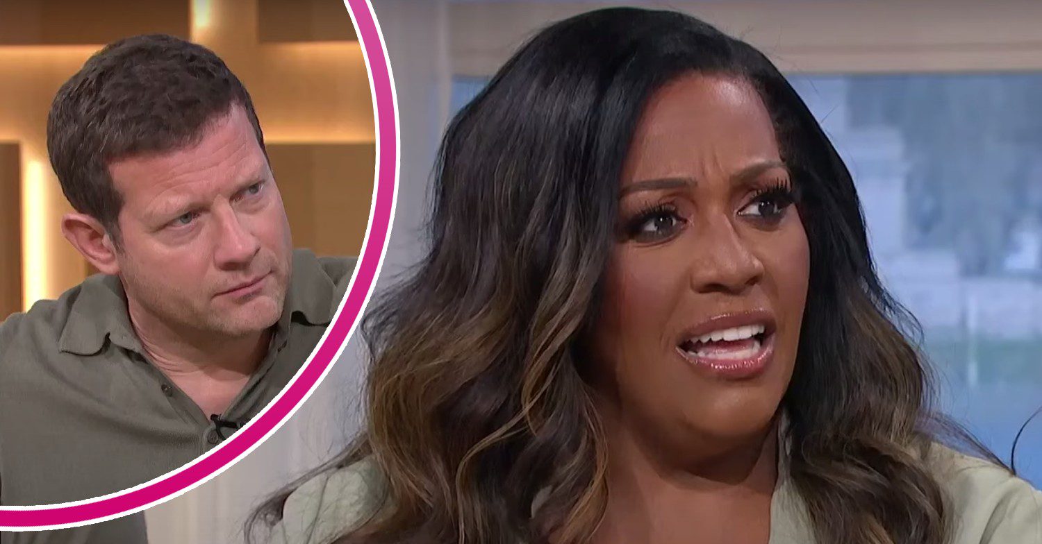 Dermot O'Leary looks serious and Alison Hammond looks surprised on This Morning today