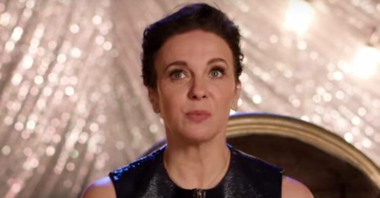 Amanda Abbington looks upwards on Strictly
