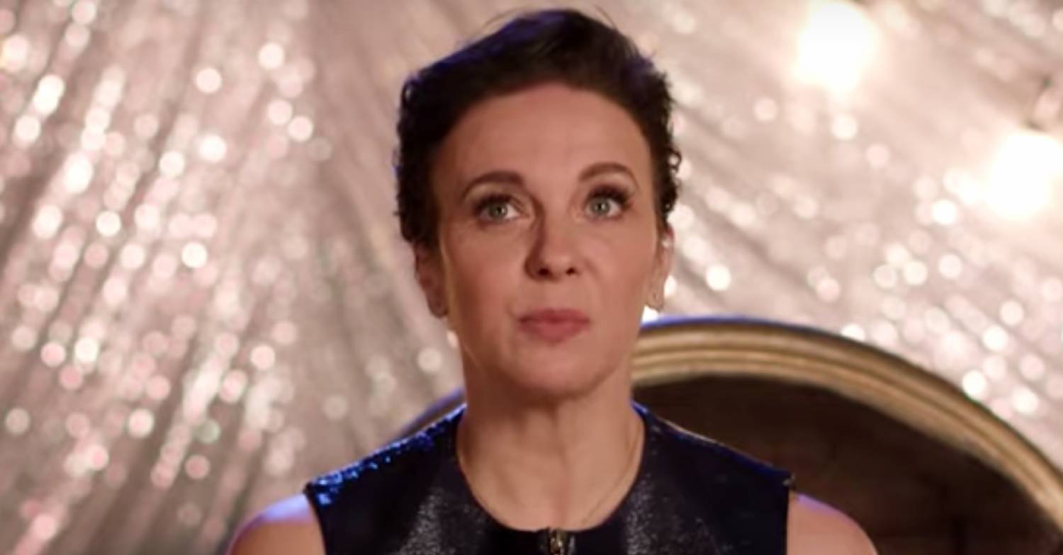 Amanda Abbington looks upwards on Strictly