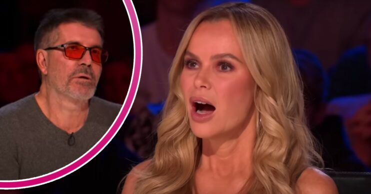 Amanda Holden is open-mouthed, Simon Cowell looks concerned
