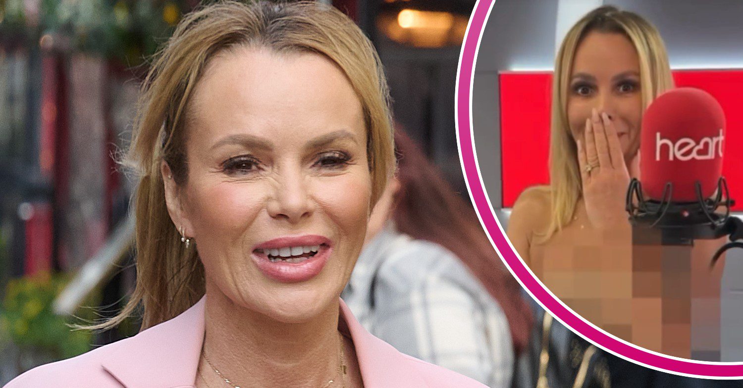 Amanda Holden smiling and posing naked inset