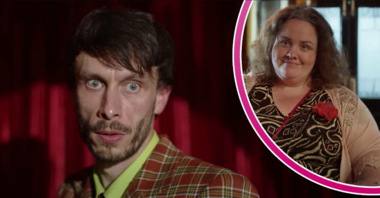 Donny Dunn has an intense look, Martha smiles in Baby Reindeer on Netflix