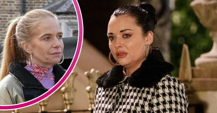 Whitney looks upset on EastEnders; inset, Bianca's on the warpath (Credit: BBC/Composite: ED!)