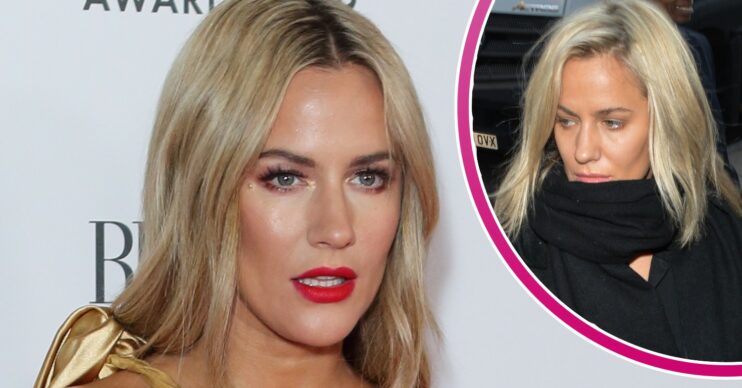 Caroline Flack on the red carpet and at the police station