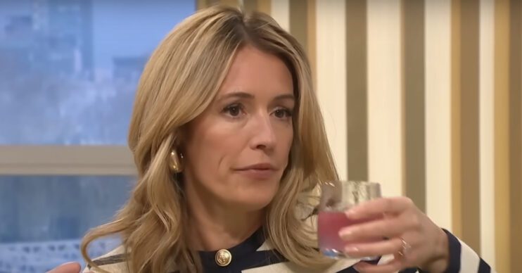 Cat Deeley holding glass