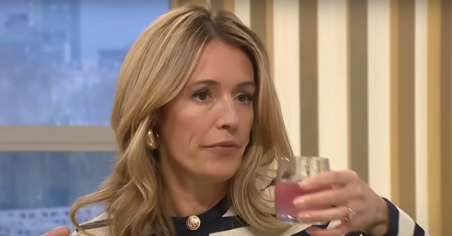 Cat Deeley holding glass