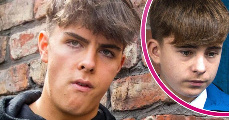 Coronation Street's Mason, and in a bubble is Liam