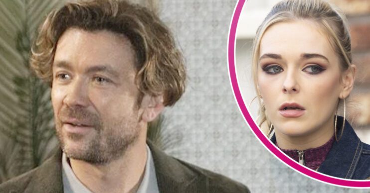 Coronation Street's Rowan, and in a bubble is Lauren