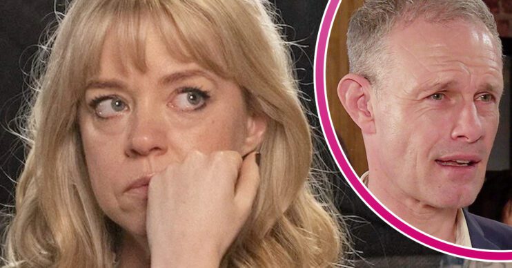 Coronation Street's Toyah, and in a bubble is Nick