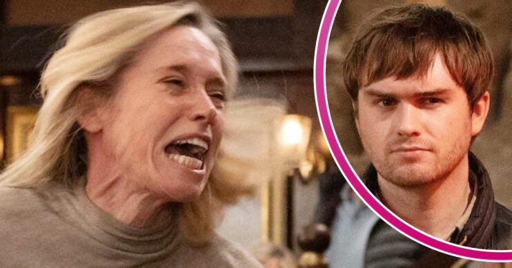 Emmerdale's Ruby is screaming, and in a bubble is Tom