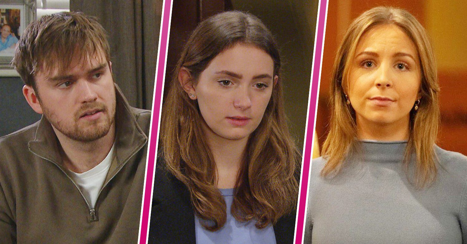Composite image of Belle, Tom and Gabby on Emmerdale (Credit: ITV/Composite: ED!)