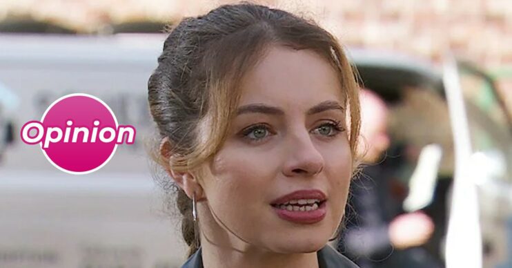 Coronation Street's Daisy Midgeley with an opinion logo next to her (Credit: ITV/Comp ED!)