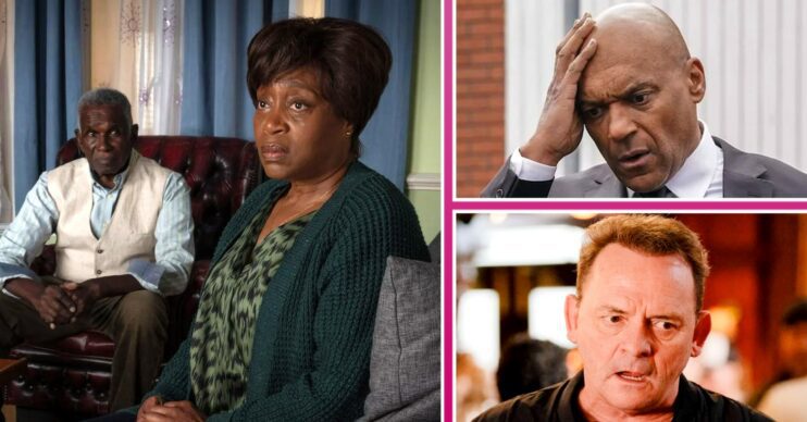 EastEnders spoilers comp image for first looks week 19: Patrick, Yolande, George, Billy (Credit: BBC/Comp ED!)