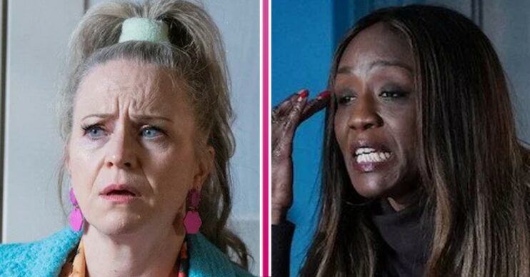 EastEnders spoilers tonight comp image: Linda and Denise (Credit: BBC/Comp ED!)