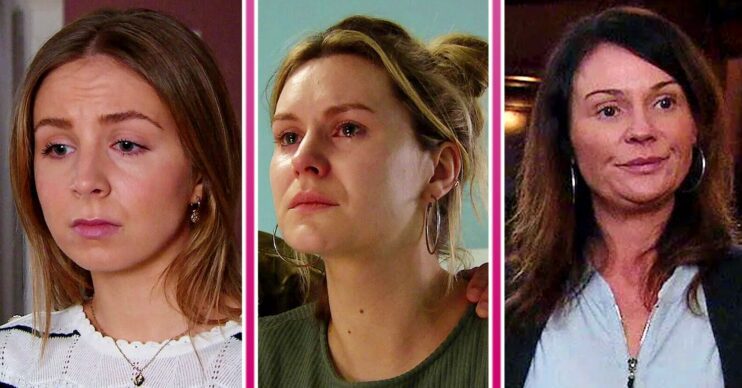Emmerdale spoilers comp image: Belle, Dawn, Chas (Credit: ITV/Comp ED!)