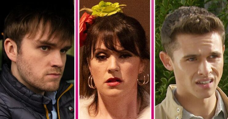 Emmerdale spoilers comp image: Tom, Kerry, Jacob (Credit: ITV/Comp ED!)