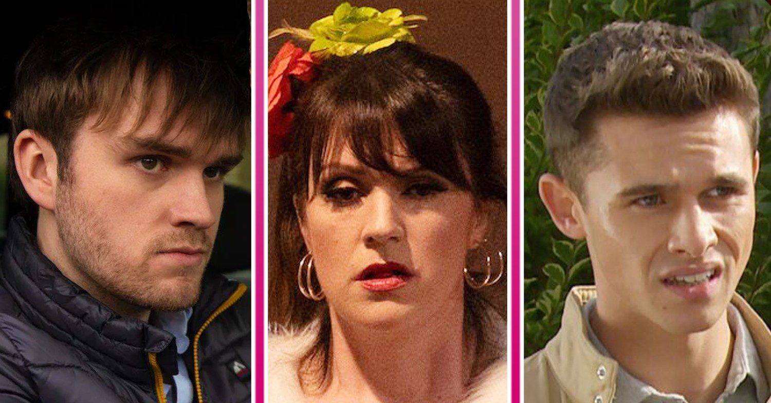 Emmerdale spoilers comp image: Tom, Kerry, Jacob (Credit: ITV/Comp ED!)