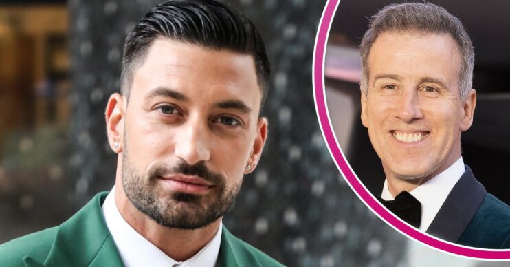 Giovanni Pernice outside TV studios and Anton Du Beke smiling at premiere