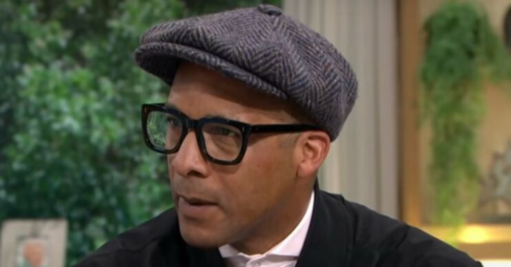 The Repair Shop star Jay Blades on This Morning wearing cap and glasses