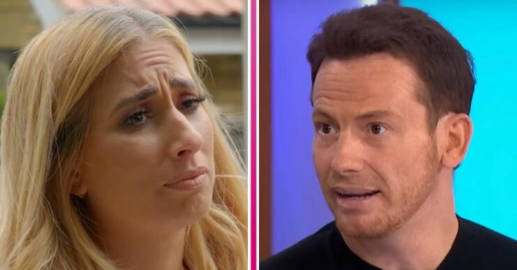 Stacey Solomon frowning beside a grimacing Joe Swash