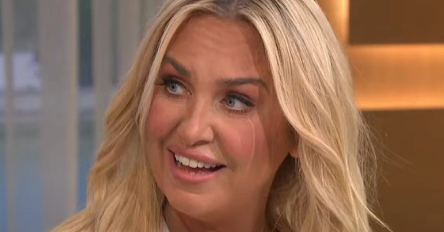 Josie Gibson on This Morning presenting whilst smiling close-up