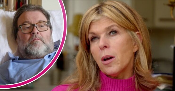 Derek Draper lays in bed, Kate Garraway looks upwards