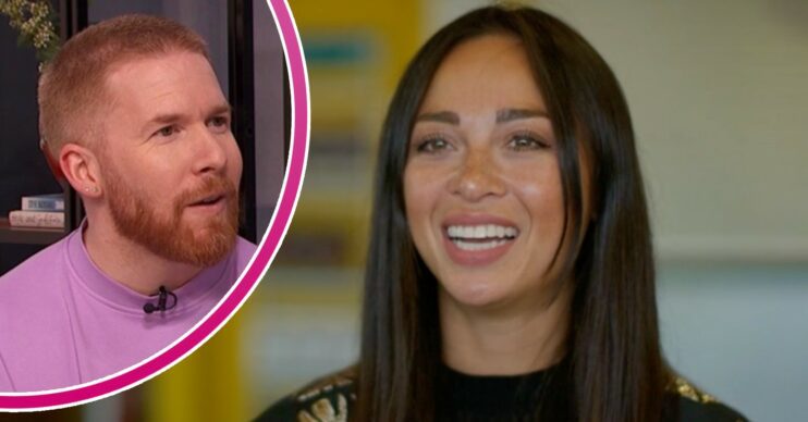 Neil Jones listens as Strictly star Katya Jones smiles
