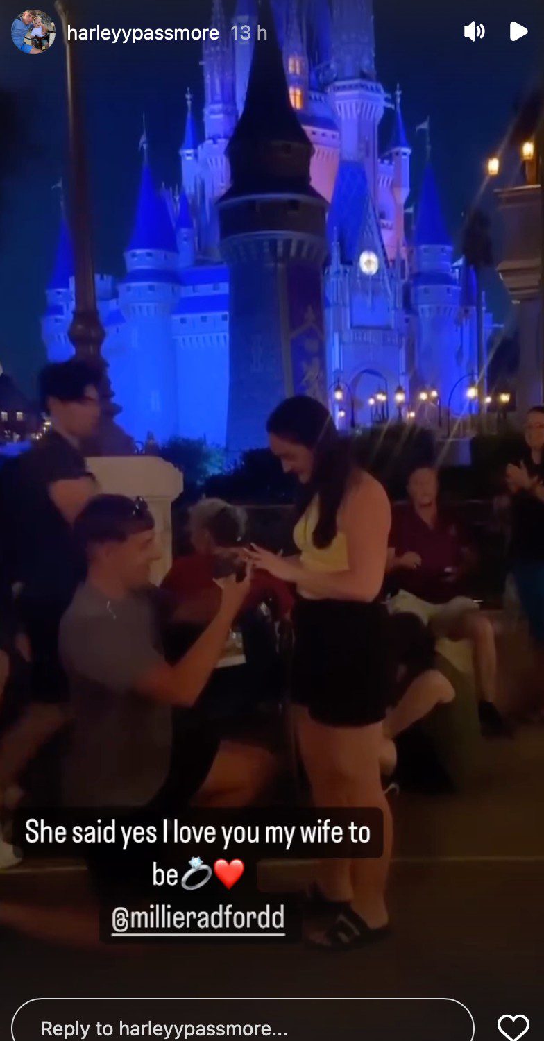 22 kids and counting star Millie Radford has got engaged at Disneyland, Harley down on one knee proposing