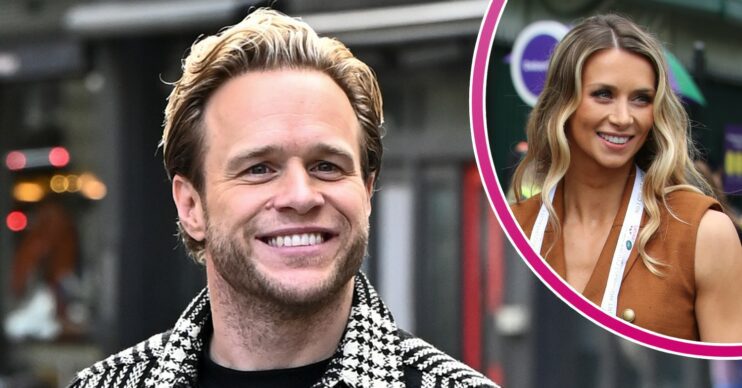 Olly Murs smiling beside wife Amelia Tank composite