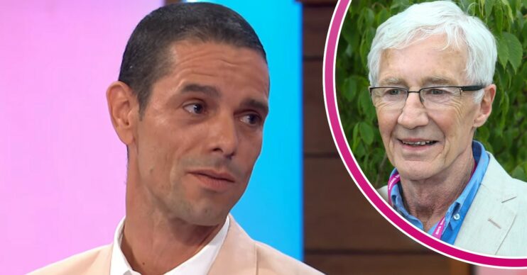 Paul O'Grady smiling and his husband Andre Portasio on Loose Women