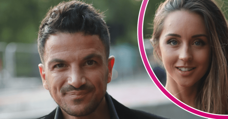 Peter Andre with straight-faced expression beside Emily Andre smiling