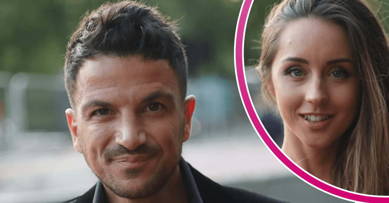 Peter Andre with straight-faced expression beside Emily Andre smiling