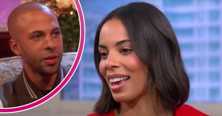 Marvin Humes speaks, Rochelle Humes smiles