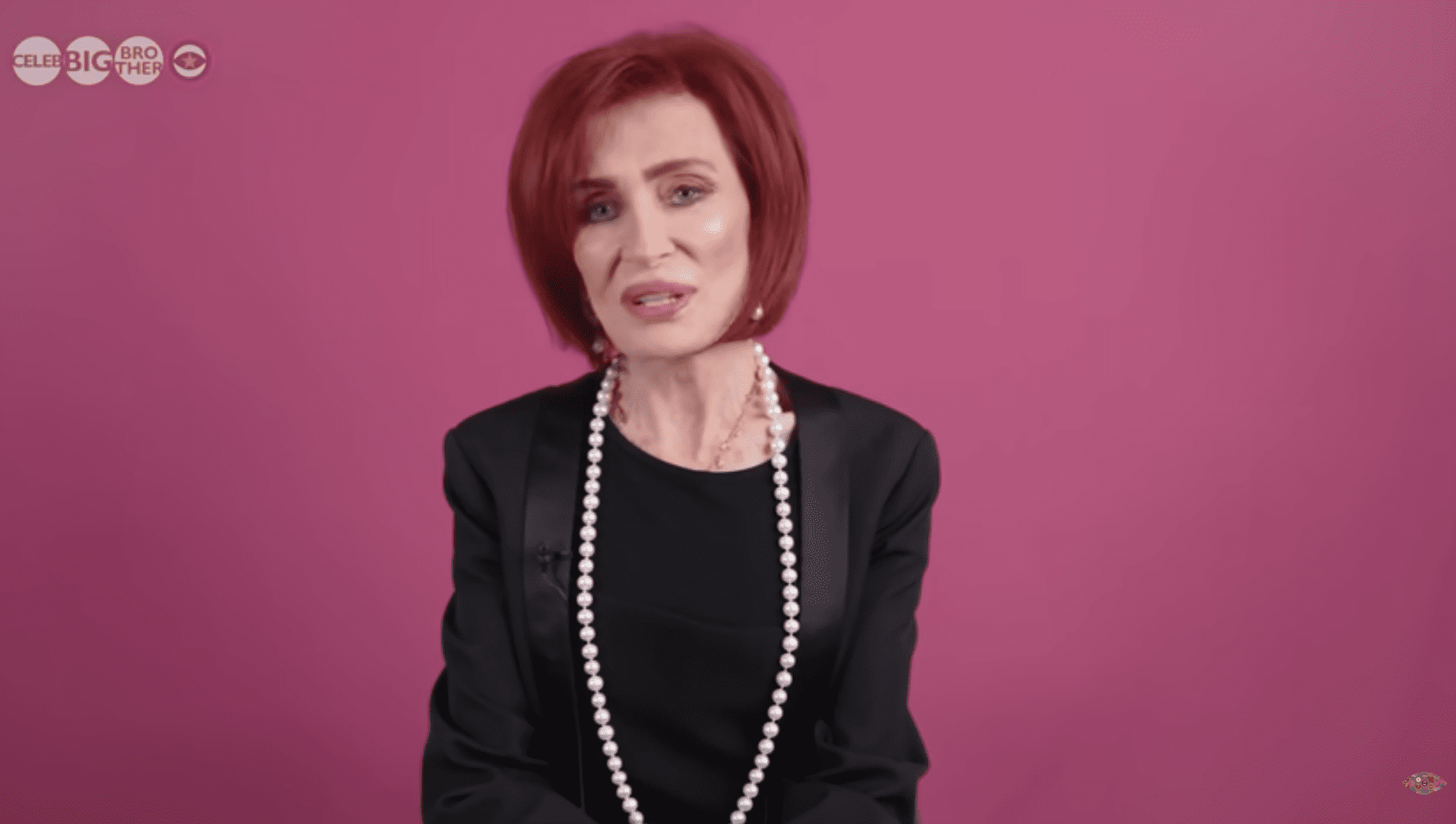Sharon Osbourne looks serious in her CBB exit interview