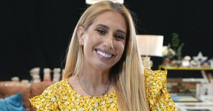 Stacey Solomon smiling and wearing yellow floral dress on Sort Your Life Out