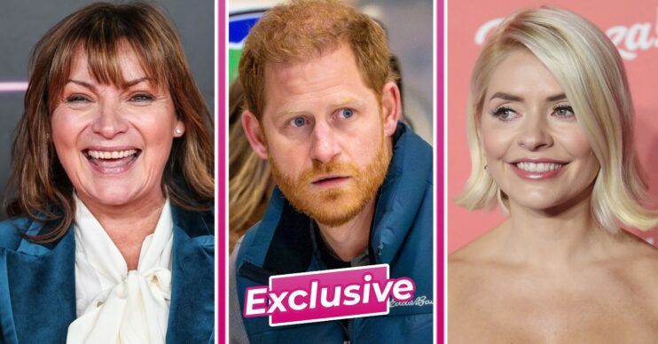 ED composite of Lorraine Kelly, Prince Harry and Holly Willoughby with exclusive badge