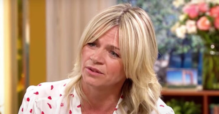 Zoe Ball looks serious