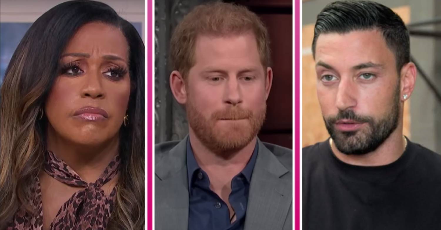 Alison Hammond looks sympathetic, Prince Harry purses his lips, Giovanni Pernice looks unimpressed