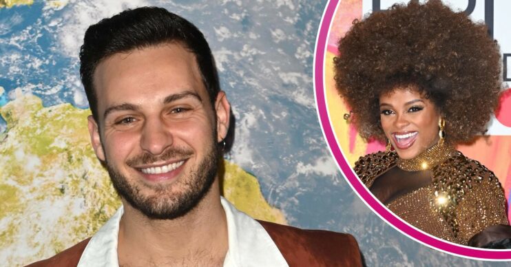 Vito Coppola smiling / Fleur East smiling at a red carpet event