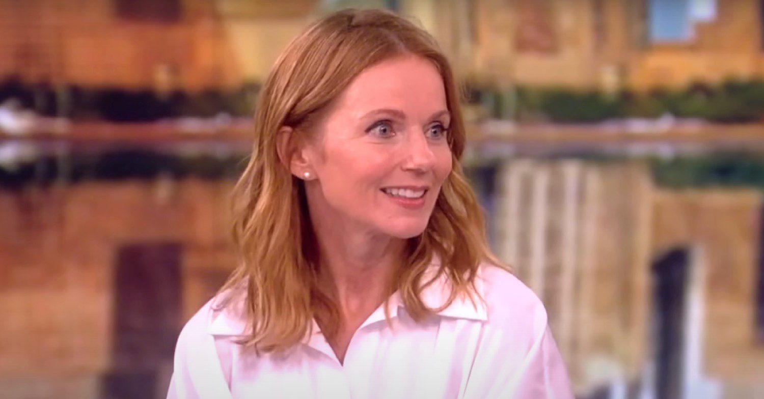 Geri Horner smiling during a TV interview 