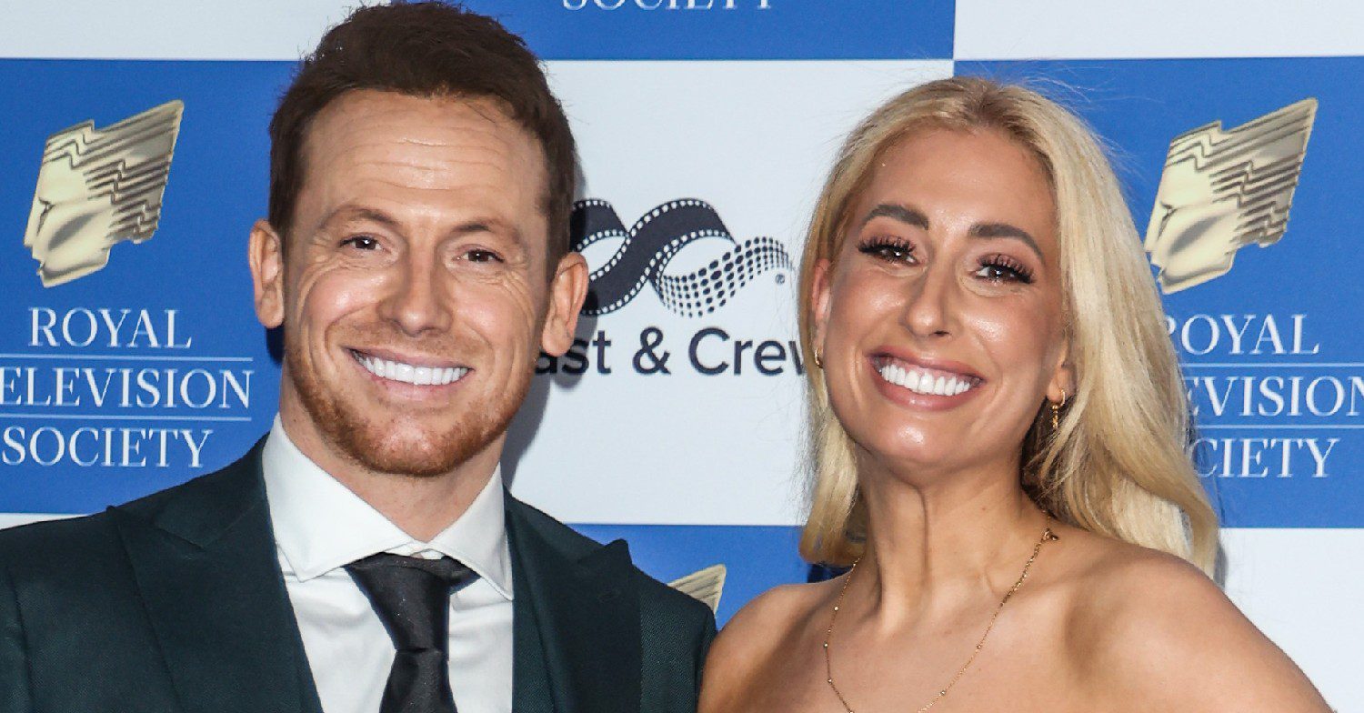 Joe Swash and Stacey Solomon smiling on the red carpet 