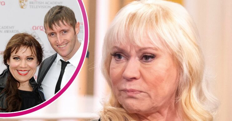 Tina Malone looking sad / Tina Malone and Paul Chase smiling