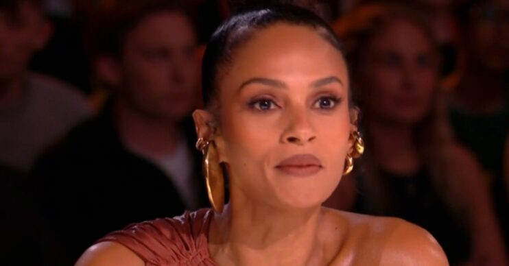 Alesha Dixon on BGT last night in a brown dress