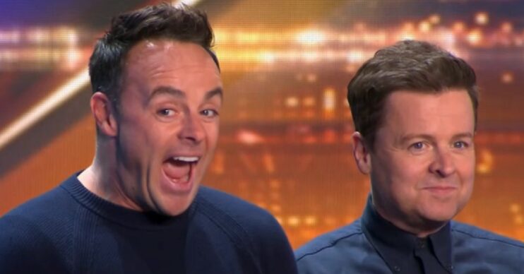 Ant and Dec looking scared on BGT