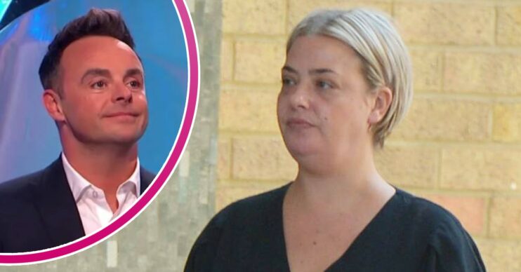 Ant McPartlin look upwards, Lisa Armstrong looks to her side